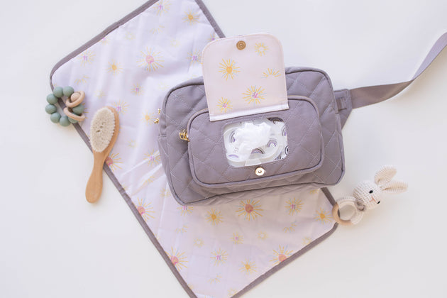 The Jetsetter Mini Diaper Bag - Grey Lion & Light