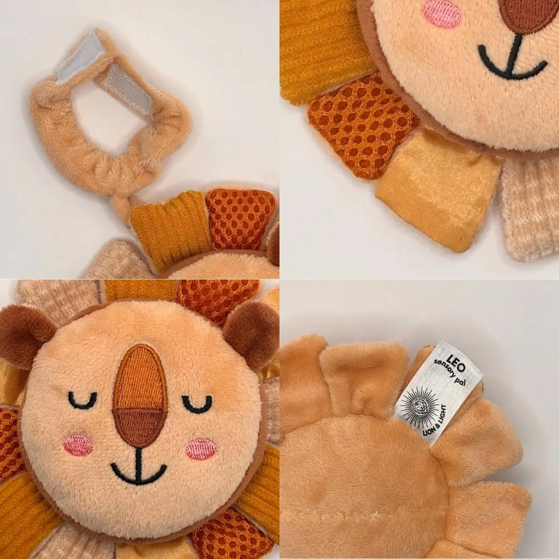 Sensory Pals – Crinkle Toy & Plush Bag Charm Lion & Light