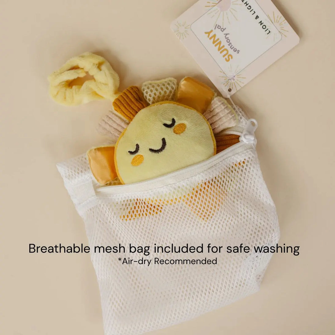 Sunny the Sensory Pal – Crinkle Toy & Plush Bag Charm - Lion & Light