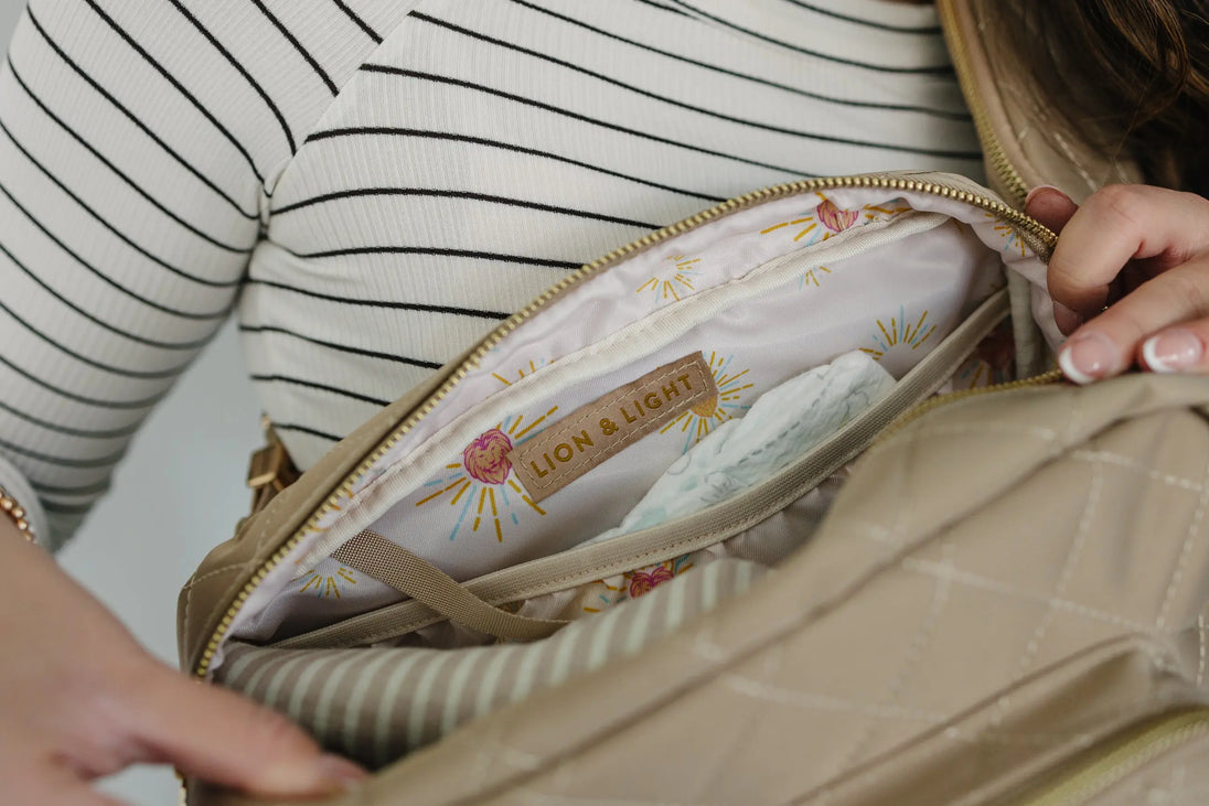 The Jetsetter Mini Diaper Bag - Beige - Lion & Light